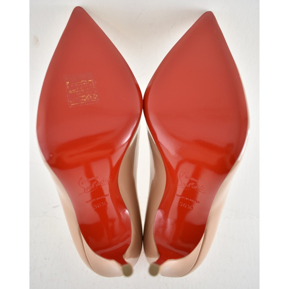 Christian Louboutin Decollete 554 100 Patent Nude 6248 Pointed Heel Pump 36.5 - Picture 14 of 14